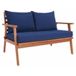 Safavieh Deacon 4 Pc Wood Living Set in Natural / Navy