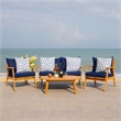 Safavieh Deacon 4 Pc Wood Living Set in Natural / Navy