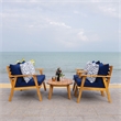 Safavieh Deacon 4 Pc Wood Living Set in Natural / Navy