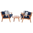 Safavieh Deacon 4 Pc Wood Living Set in Natural / Navy