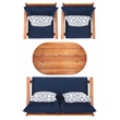 Safavieh Deacon 4 Pc Wood Living Set in Natural / Navy
