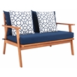 Safavieh Deacon 4 Pc Wood Living Set in Natural / Navy