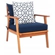Safavieh Deacon 4 Pc Wood Living Set in Natural / Navy