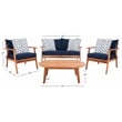 Safavieh Deacon 4 Pc Wood Living Set in Natural / Navy