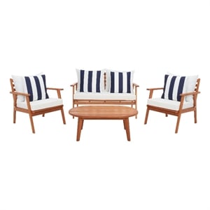 Safavieh Deacon 4 Pc Wood Living Set in Natural / Beige