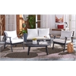 Safavieh Deacon 4 Pc Wood Living Set in Black / Beige
