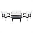 Safavieh Deacon 4 Pc Wood Living Set in Black / Beige