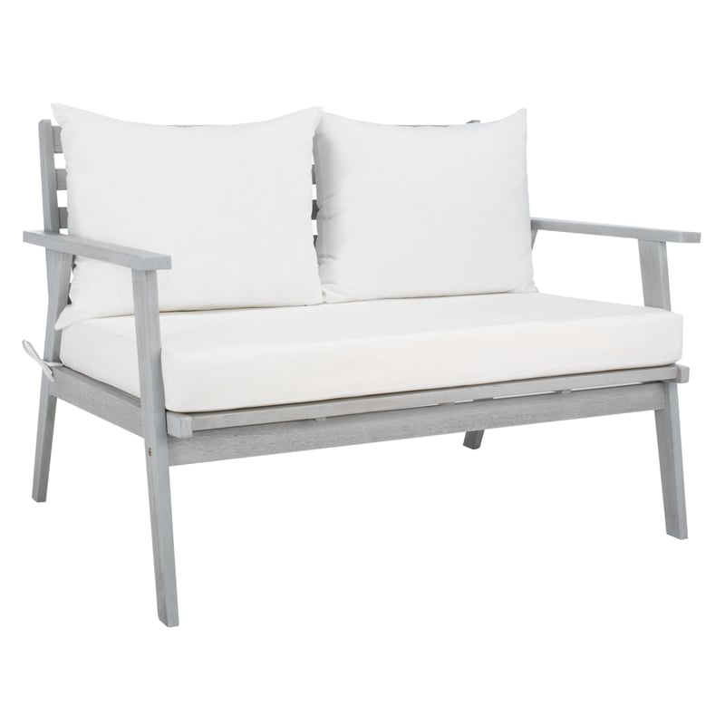 Safavieh Deacon 4 Pc Wood Living Set in Gray / Beige