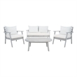 Safavieh Deacon 4 Pc Wood Living Set in Gray / Beige