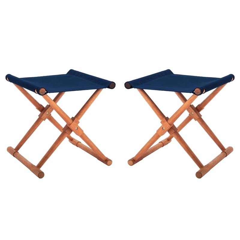 Safavieh Breanne Wood Stool in Natural / Navy