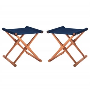 Safavieh Breanne Wood Stool in Natural / Navy