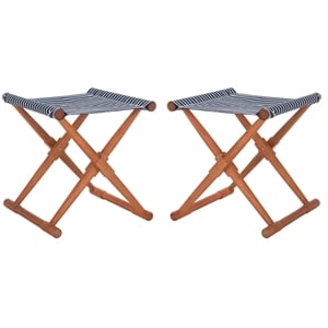 Safavieh Breanne Wood Stool in Natural / Navy