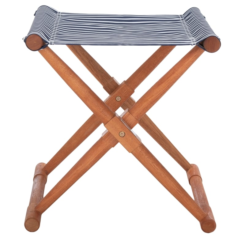 Safavieh Breanne Wood Stool in Natural / Navy