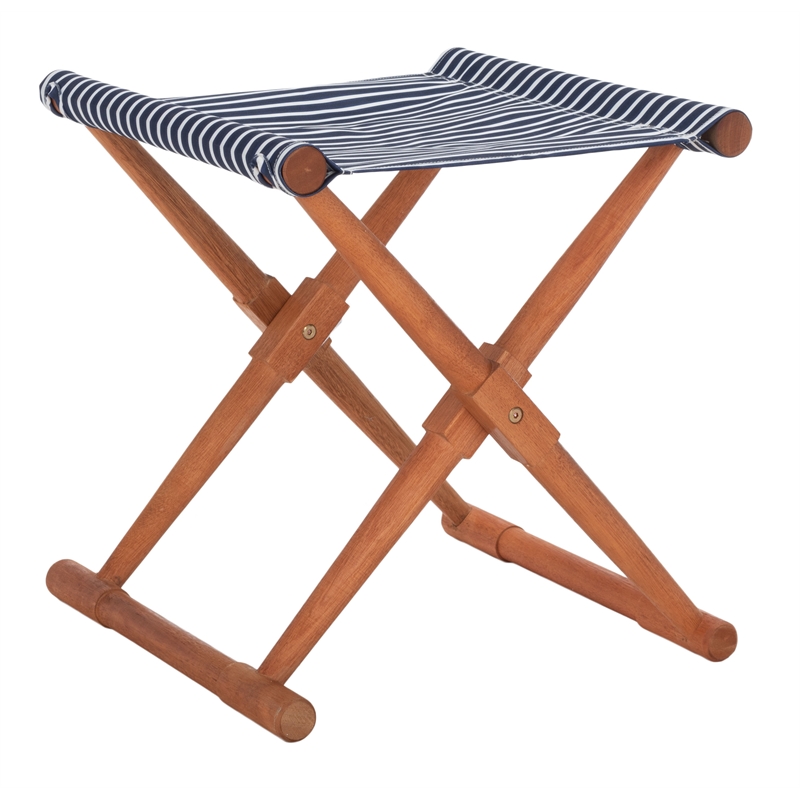 Safavieh Breanne Wood Stool in Natural / Navy