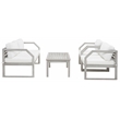 Safavieh Dren 4 Pc Wood and Fabric Living Set in Gray / Beige