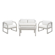 Safavieh Dren 4 Pc Wood and Fabric Living Set in Gray / Beige