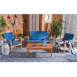 Safavieh Larence 4 Pc Wood and Fabric Living Set in Natural / Navy