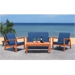 Safavieh Larence 4 Pc Wood and Fabric Living Set in Natural / Navy