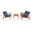 Safavieh Larence 4 Pc Wood and Fabric Living Set in Natural / Navy