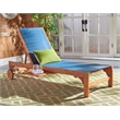 Safavieh Ralden Wood and Fabric Sunlounger in Natural / Navy