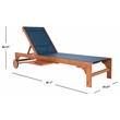 Safavieh Ralden Wood and Fabric Sunlounger in Natural / Navy