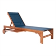 Safavieh Ralden Wood and Fabric Sunlounger in Natural / Navy