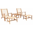 Safavieh Chantelle Wood and Fabric Living Set in Natural / Natural