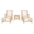 Safavieh Chantelle Wood and Fabric Living Set in Natural / Natural