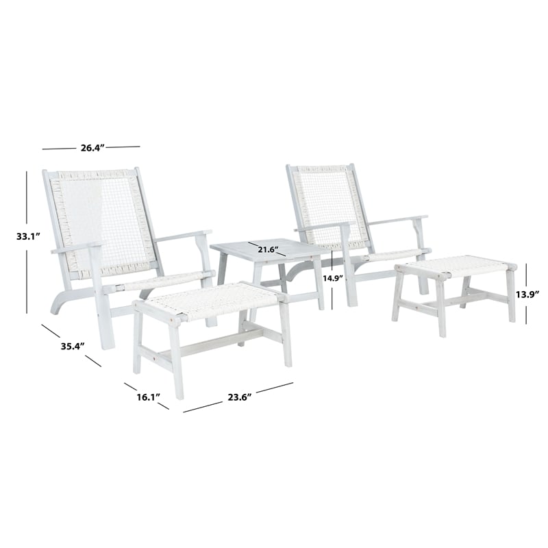 Safavieh Chantelle Wood and Fabric Living Set in Gray / Gray