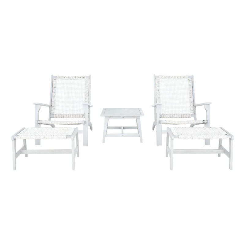 Safavieh Chantelle Wood and Fabric Living Set in Gray / Gray