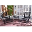Safavieh Chantelle Wood and Fabric Living Set in Black / Black