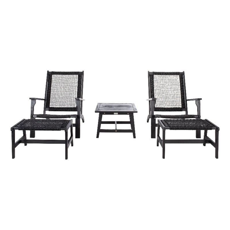 Safavieh Chantelle Wood and Fabric Living Set in Black / Black