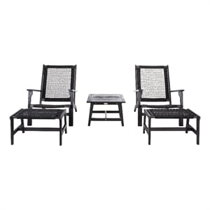Safavieh Chantelle Wood and Fabric Living Set in Black / Black