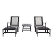 Safavieh Chantelle Wood and Fabric Living Set in Black / Black