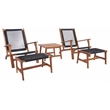 Safavieh Chantelle Wood and Fabric Living Set in Natural / Black