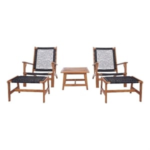 Safavieh Chantelle Wood and Fabric Living Set in Natural / Black