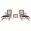 Safavieh Chantelle Wood and Fabric Living Set in Natural / Black