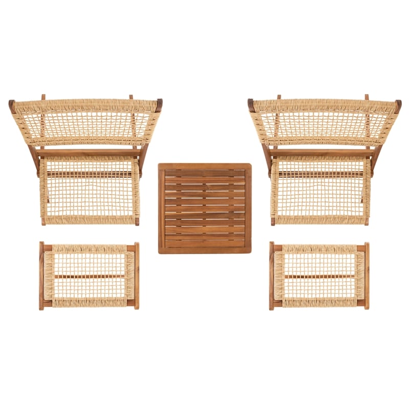 Safavieh Casella Wood and Fabric Living Set  in Natural / Natural