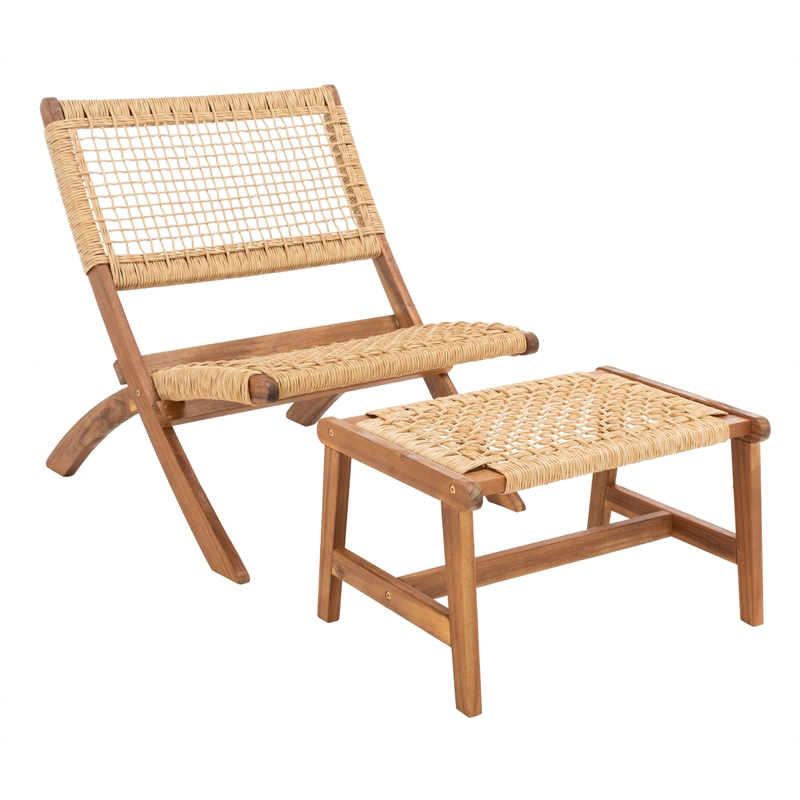 Safavieh Casella Wood and Fabric Living Set  in Natural / Natural