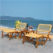 Safavieh Casella Wood and Fabric Living Set  in Natural / Natural