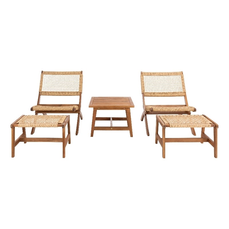 Safavieh Casella Wood and Fabric Living Set  in Natural / Natural