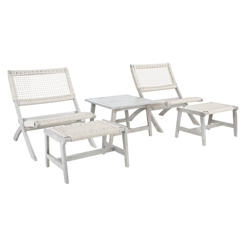 Safavieh Casella Wood and Fabric Living Set  in Gray / Gray