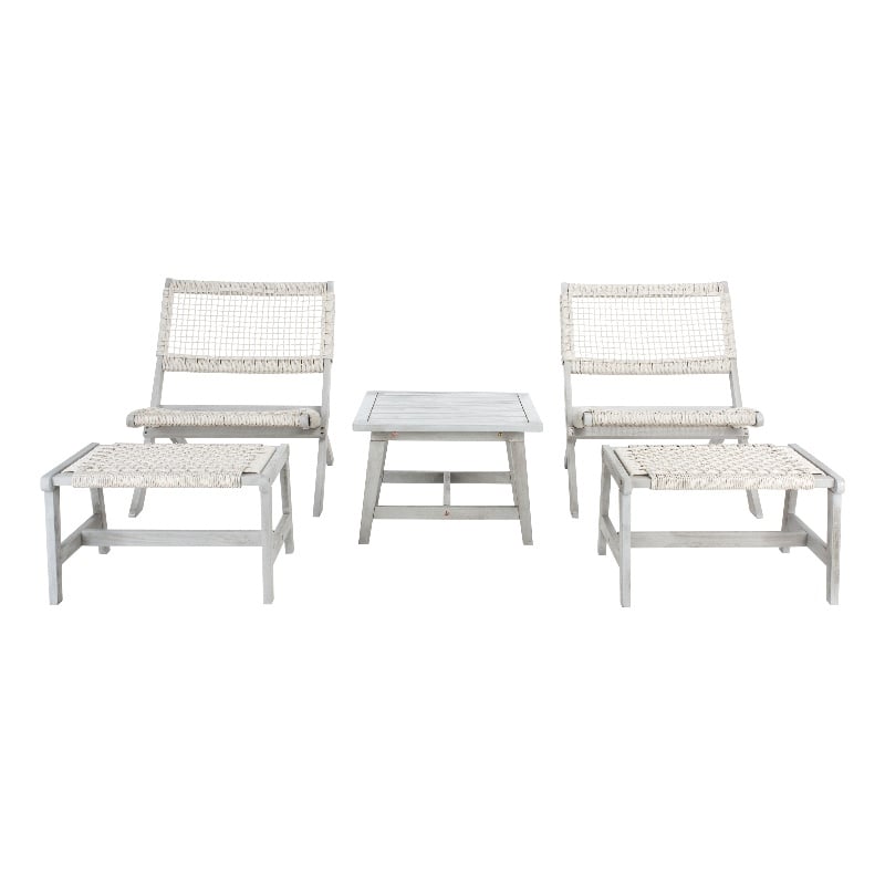 Safavieh Casella Wood and Fabric Living Set  in Gray / Gray