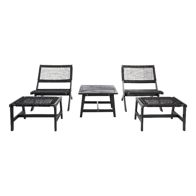 Safavieh Casella Wood and Fabric Living Set  in Black / Black