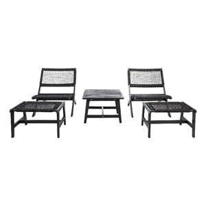 Safavieh Casella Wood and Fabric Living Set  in Black / Black