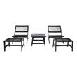 Safavieh Casella Wood and Fabric Living Set  in Black / Black
