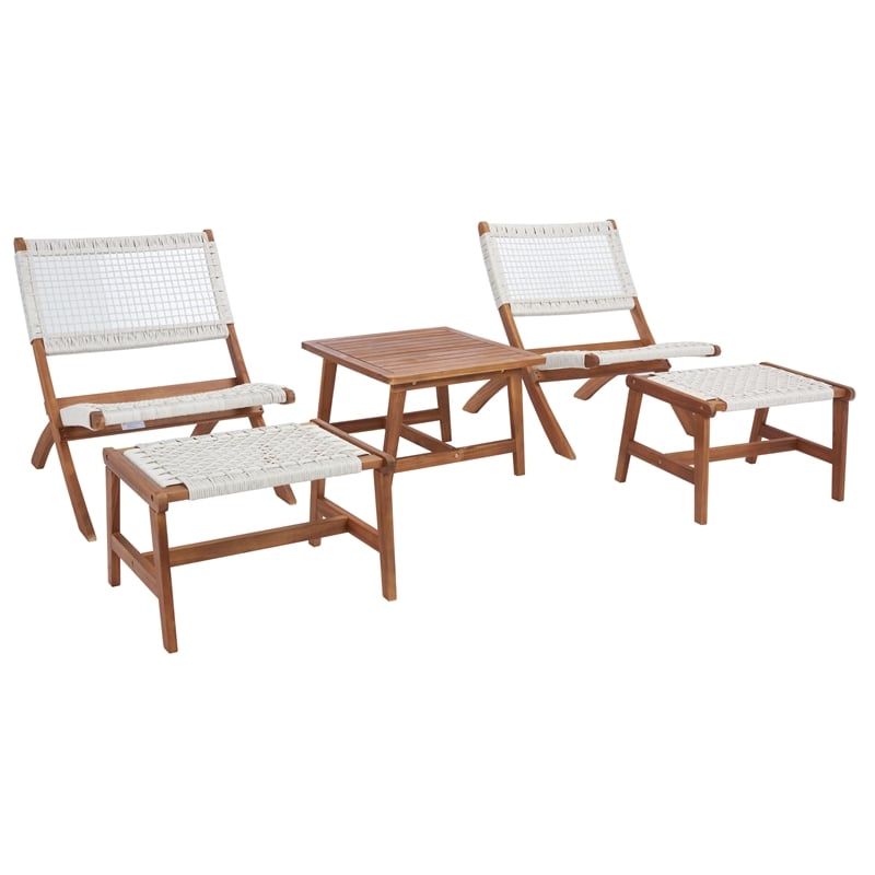 Safavieh Casella Wood and Fabric Living Set  in Natural / White
