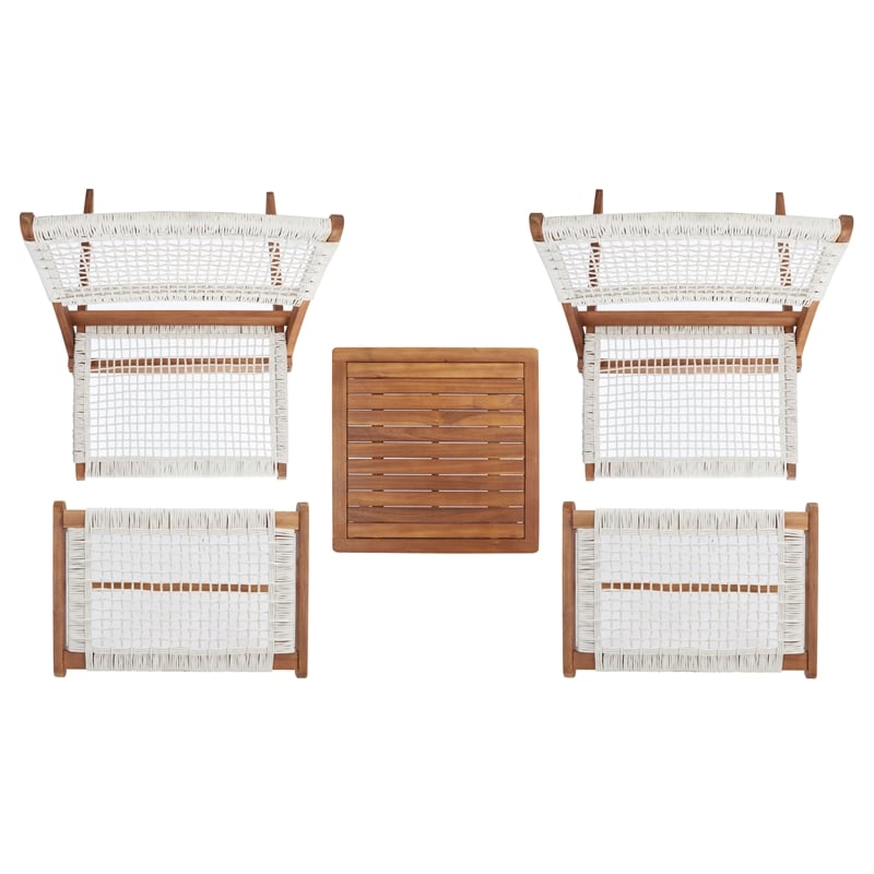 Safavieh Casella Wood and Fabric Living Set  in Natural / White