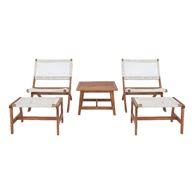 Safavieh Casella Wood and Fabric Living Set  in Natural / White