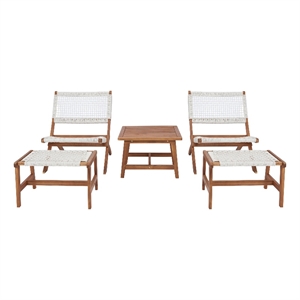 Safavieh Casella Wood and Fabric Living Set  in Natural / White